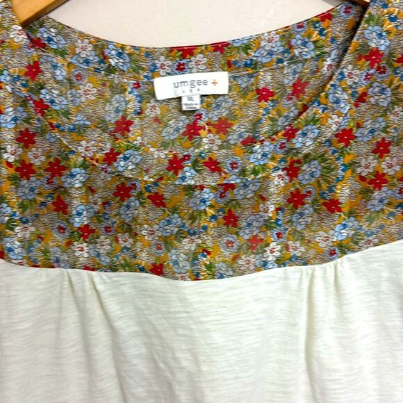 Umgee Plus Size Mixed Media Sheer Print 3/4 Sleeve Top size 1X Boho Western Fall - Picture 8 of 9